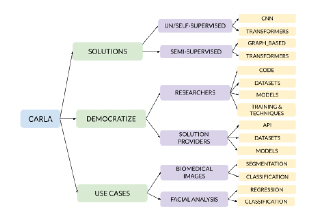 Mind map of the objectives of the CARLA project